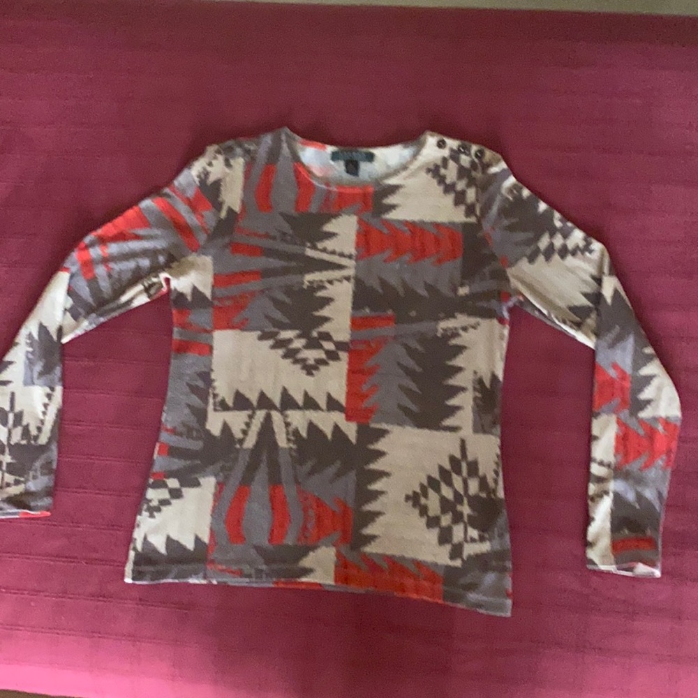 Lauren Ralph Lauren, tan, grey & red medium top (runs small).excellent condition